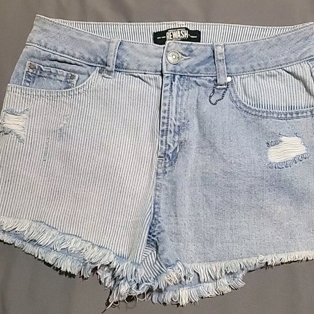 Rewash Light Blue Striped Jean Shorts